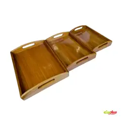 ست سینی پذیرایی چوبی سینی، پذیرایی، چوبی، ملچ - تصویر ۳ - سادست